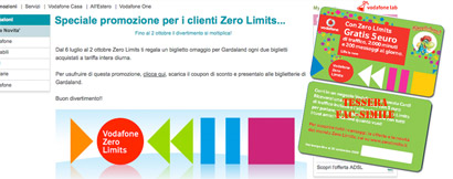 Gardaland: Promozione Vodafone Zero-Limits